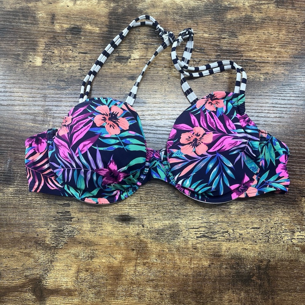 Lascana Bikini Top Women's Size 36B Floral Wired Adjustable Straps